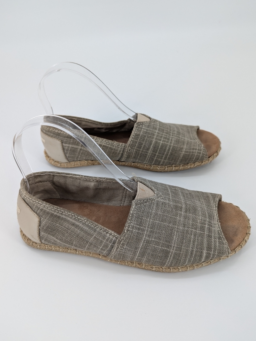 Toms Alpagarta Espadrilles Flats Peep Toe Slip On Canvas Simple Women's 7 Grey